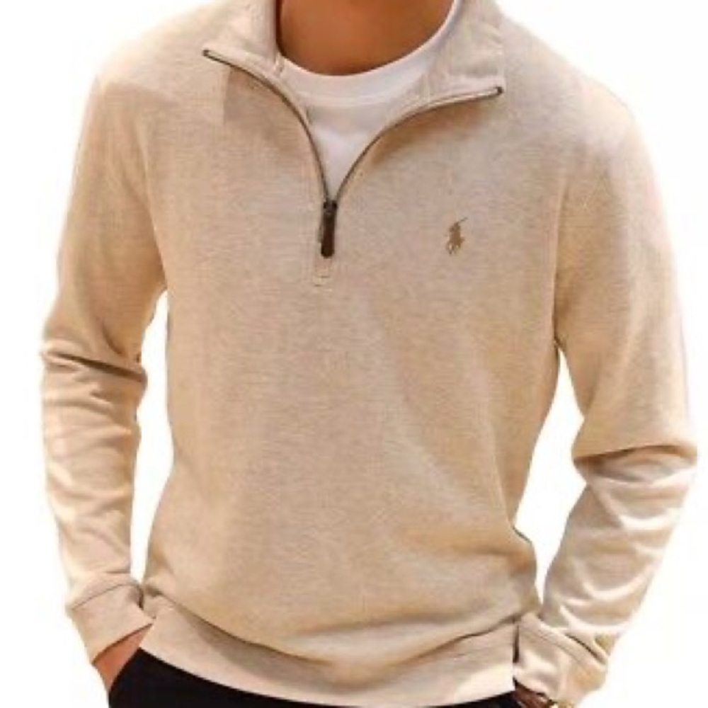 Men’s Polo Golf quarter zip in oatmeal